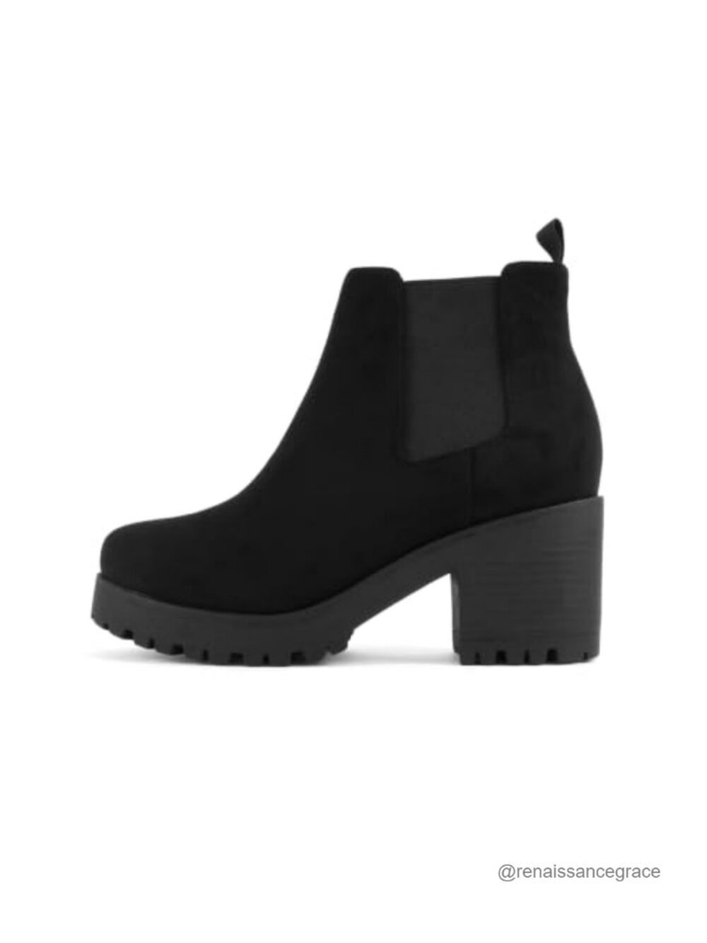 Soda Jaber Ankle Boot Imitation Suede Chunky Heel Lug Sole Combat